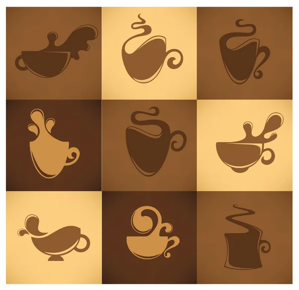 咖啡和茶，矢量杯子集合 — 图库矢量图片