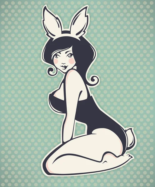 Vector pinup chica en traje de conejo — Vector de stock