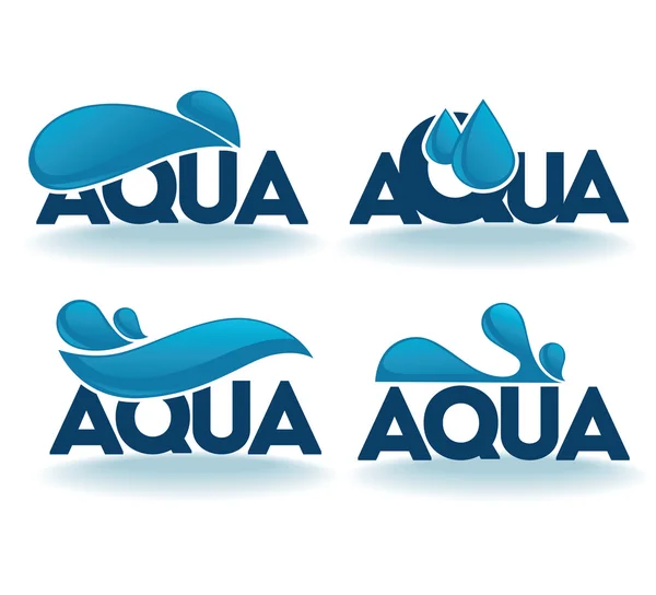 Conjunto de pegatinas de diseño de agua, emblemas, signos y etiquetas — Vector de stock