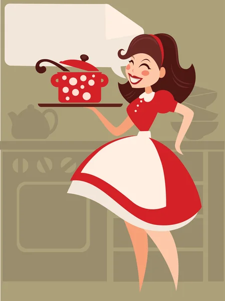 Home made cooking in retro style, — Stock Vector