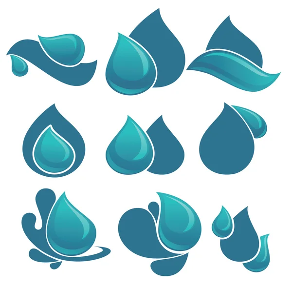Set von Wasserdesign-Elementen, Emblemen, Zeichen und Symbolen — Stockvektor