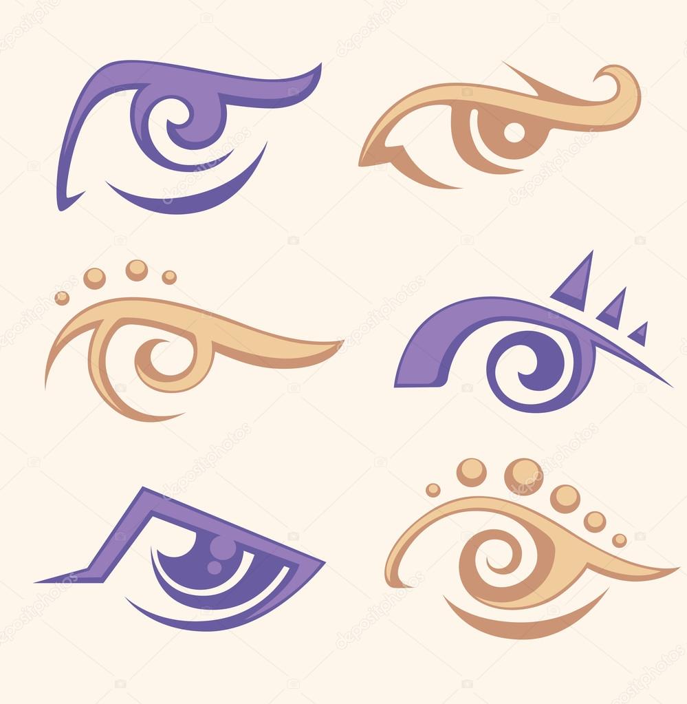 vector collection of woman' eyes, vision symbols and icons