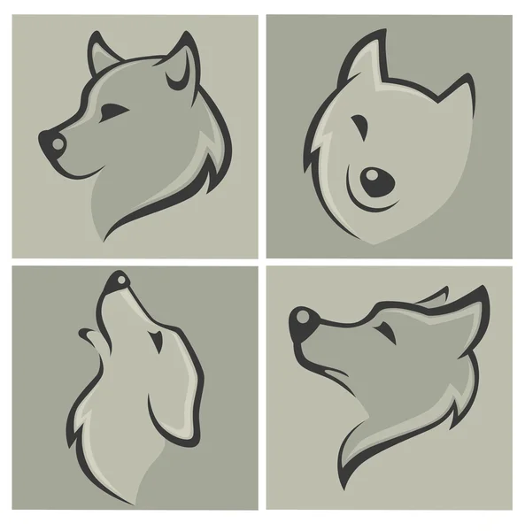 Vector collection of wolf images and icons — Stock Vector