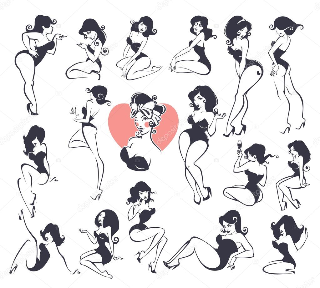 Large Pinup Girl Collection Stock Vector C Tachyglossus 66142515