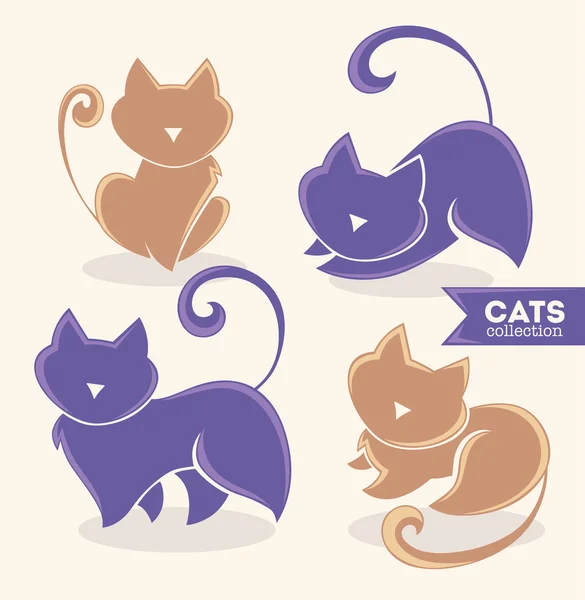 Gatos encantadores, mis mascotas favoritas — Archivo Imágenes Vectoriales
