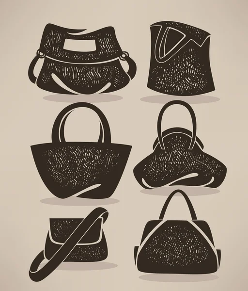 Векторная коллекция женских аксессуаров, сумок и кошельков — стоковый вектор
