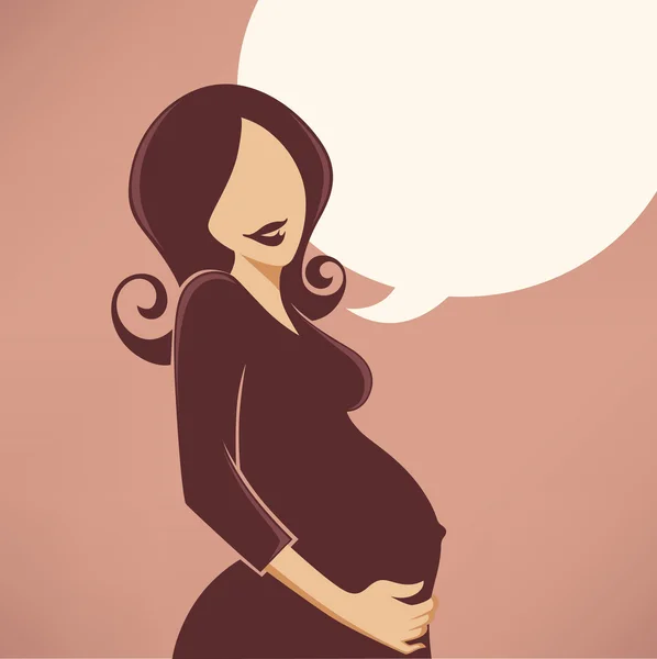 Happy pregnant woman and speech bubble — Stock Vector