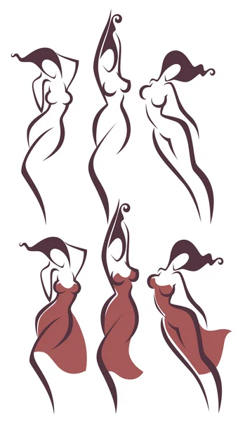 Colección vectorial de niñas y vestidos — Vector de stock