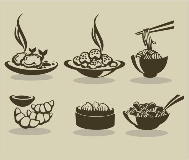 Asya gıda simge vektör toplama