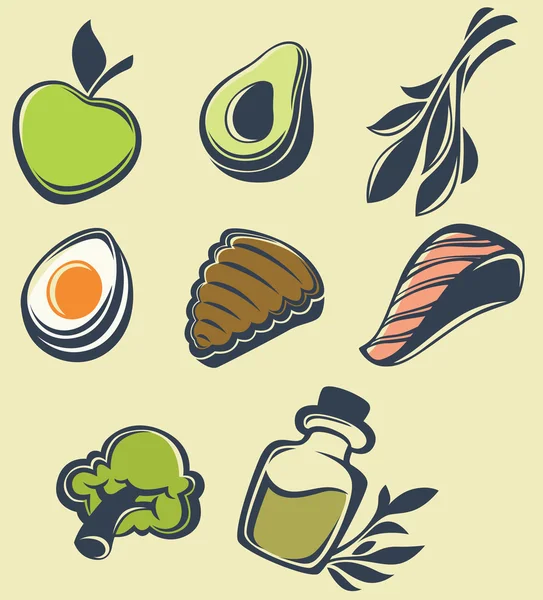 Recolección vectorial de alimentos saludables comunes — Vector de stock