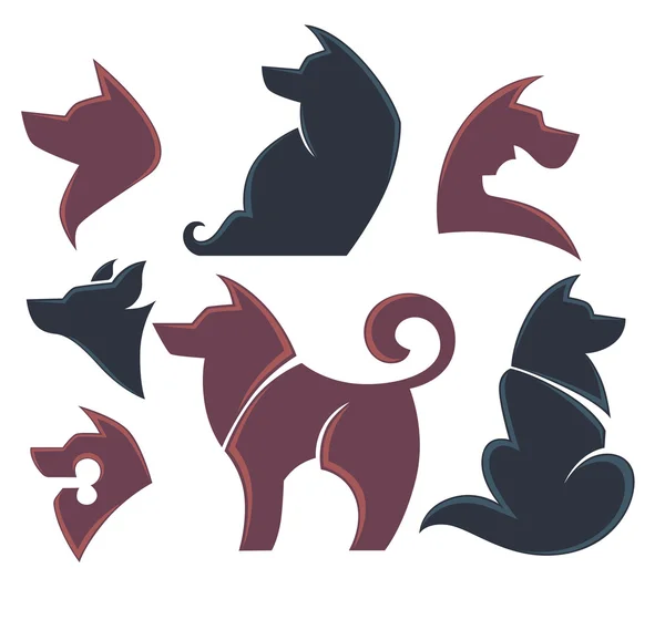 Mi mascota favorita, colección de vectores de símbolos perros — Archivo Imágenes Vectoriales