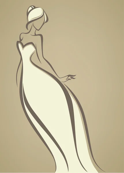 Vektor-Grußkarte mit Bild der romantischen Braut — Stockvektor