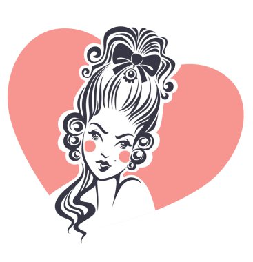 tarihi kız portre ve kalp şekli arka plan