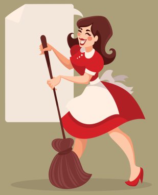 retro Temizleme, vektör karikatür çizim
