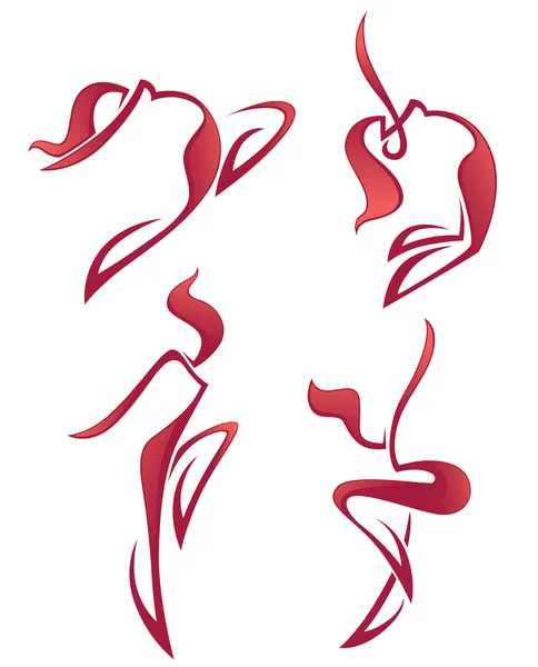 Vector collection of abstract women in dancing poses — Stock Vector