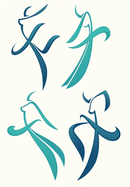 Colección vectorial de mujeres abstractas en pose de ballet — Vector de stock