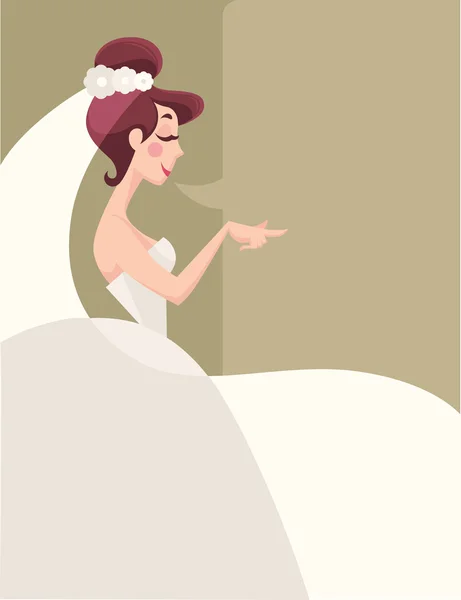 Dibujos animados novia romántica, tarjeta de felicitación vector — Vector de stock
