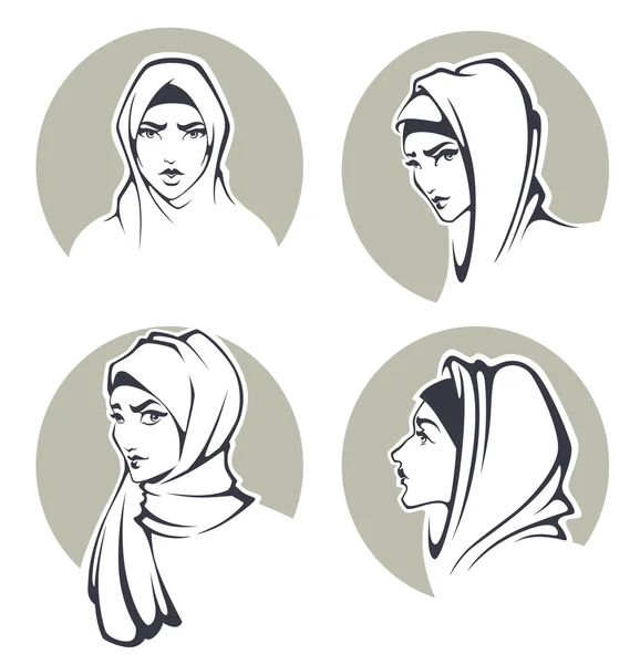 Belle collection de filles arabes — Image vectorielle