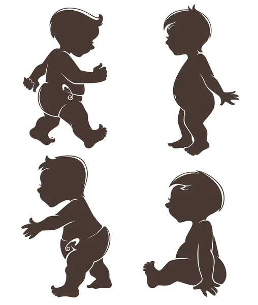 Vector collection of baby silhouettes — Stock Vector