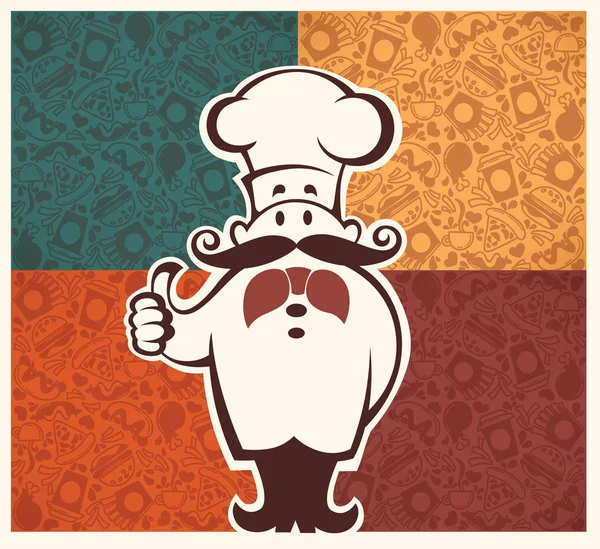미국의 fastfood 패턴 및 만화 요리사 이미지 — 스톡 벡터