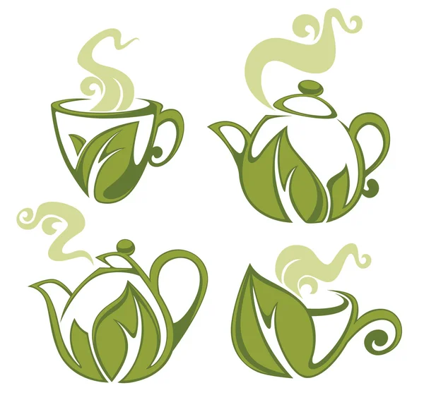 Green tea, vector collection of forms, symbols and images — Stock Vector