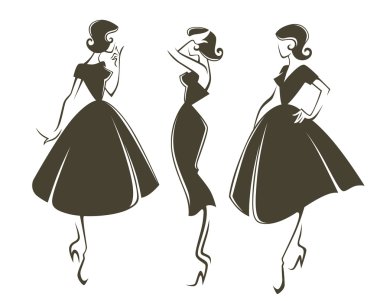 yeni bir görünüm kızlar, kız retro tarzı olarak vektör toplama