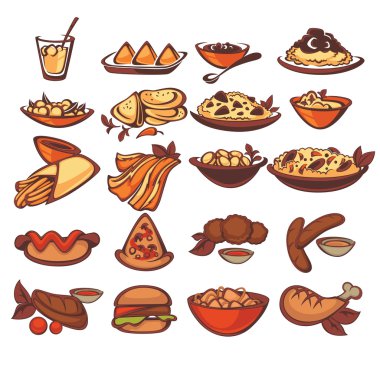 all international food collection: spain, indian, american clipart