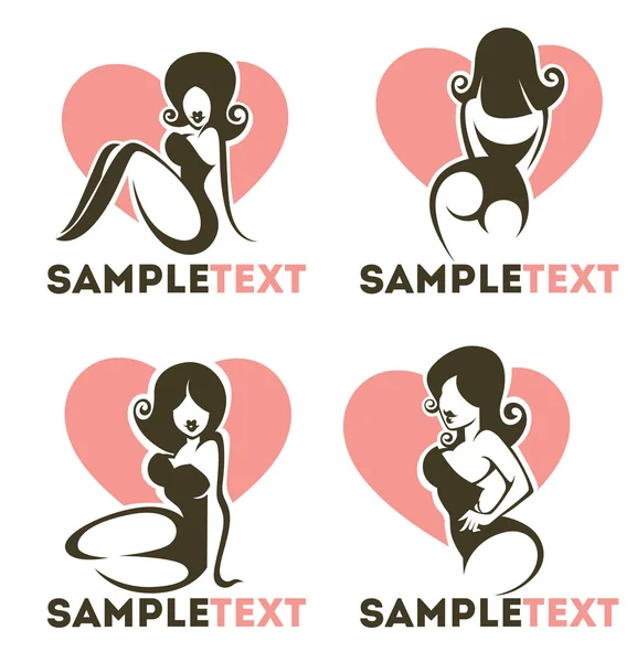 Vector collection of pinup girls logo — Stock Vector