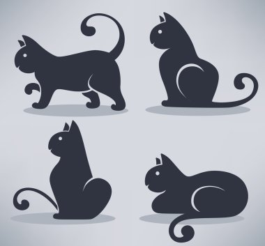 güzel siyah kedi, benim favori evcil hayvan koleksiyonu vektör