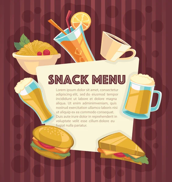 Vector bacground for your snack menu, cartoon style — Stock Vector
