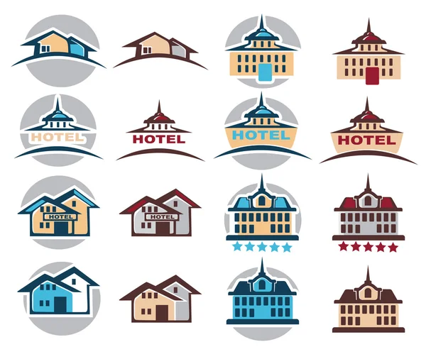 Hôtel, maison, chalet, bâtiment Icône, logo, emblème — Image vectorielle