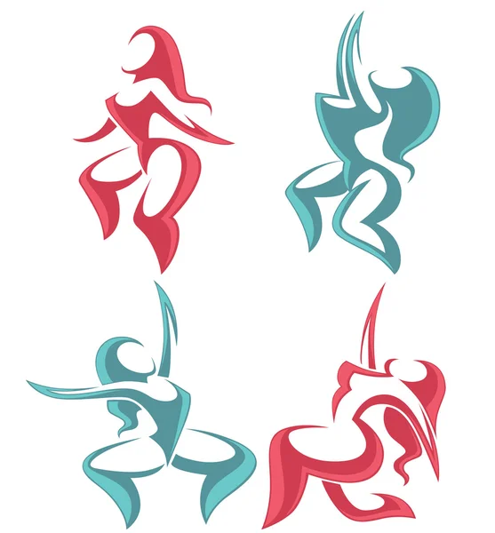 Collection vectorielle de femmes abstraites dans des poses sportives — Image vectorielle