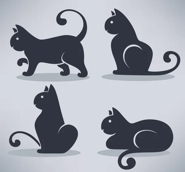 Beaux chats noirs, mes animaux préférés, collection vectorielle — Image vectorielle