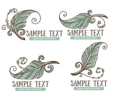 Boho chic, vektör elle çizilmiş logo ve Amblemler toplama