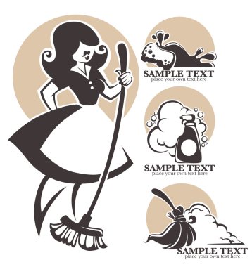 retro vektör toplama, temizleme amblem, logo, semboller
