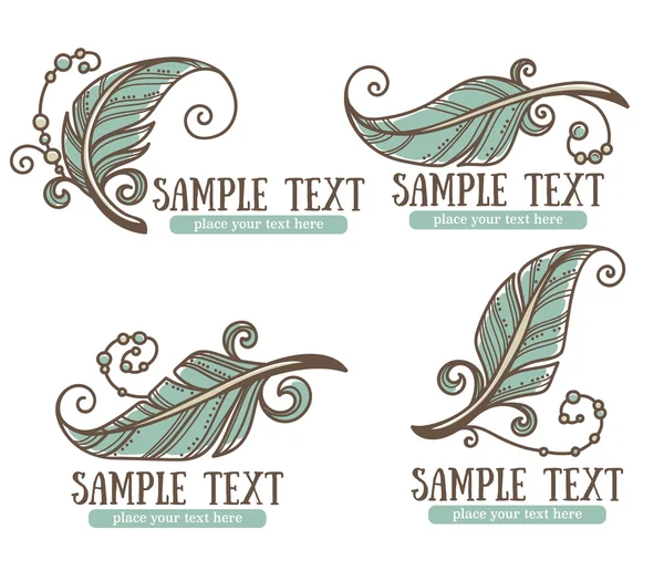 Boho chic, vector hand drawn logo and emblems collection — Stock Vector