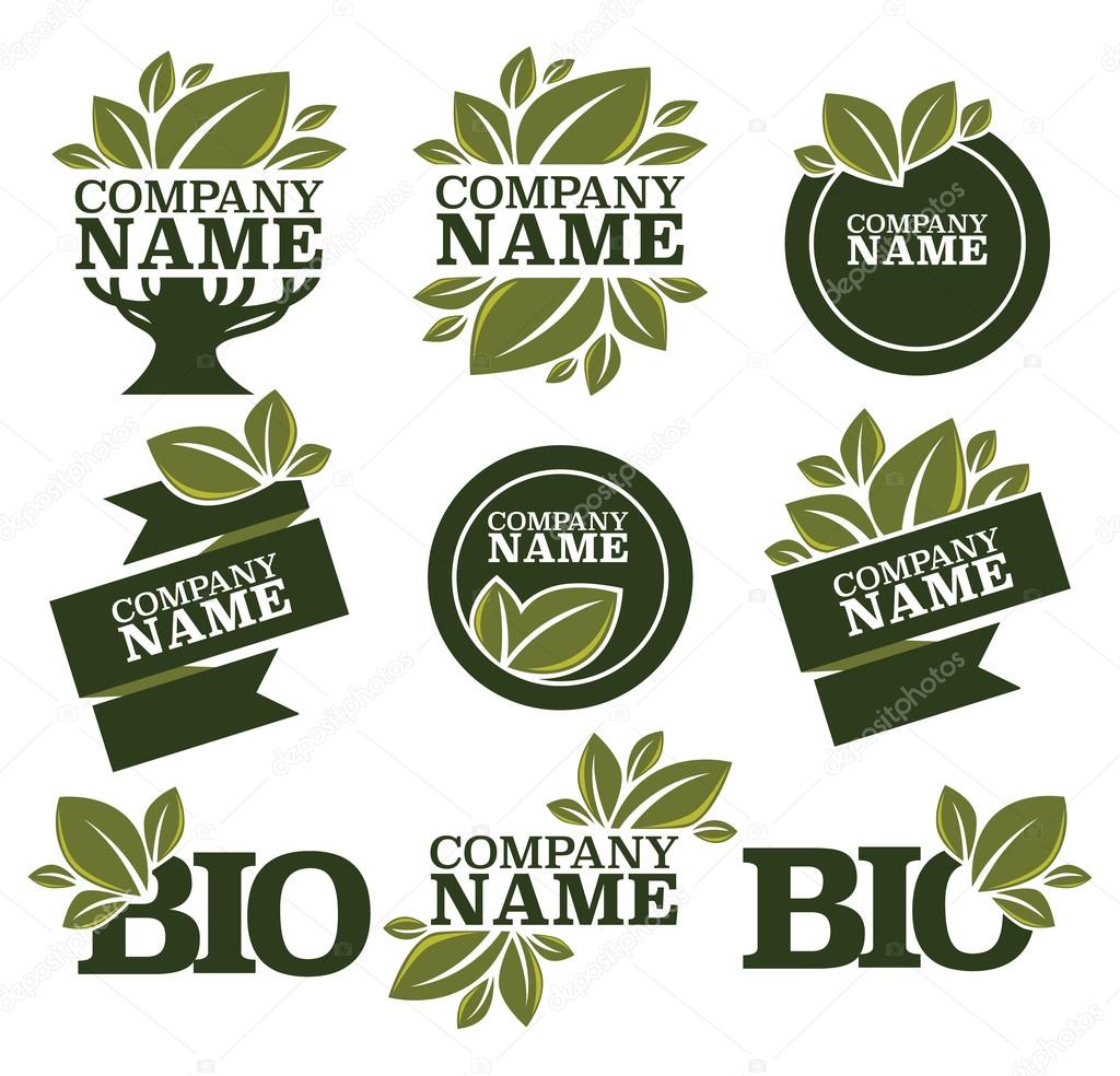 Vector collection of leaf signs, logo, symbols and organic slogans