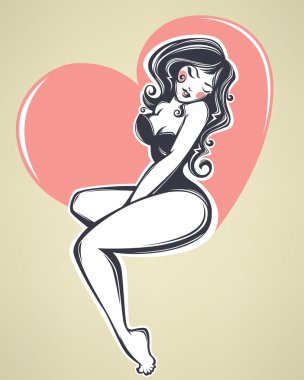 sexy pin up girl on beige background clipart