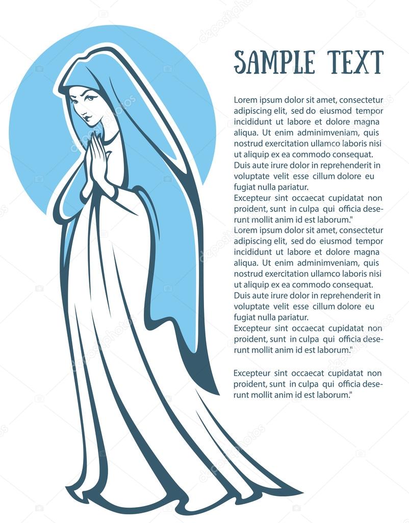 vector illustration of praying virgin Mary