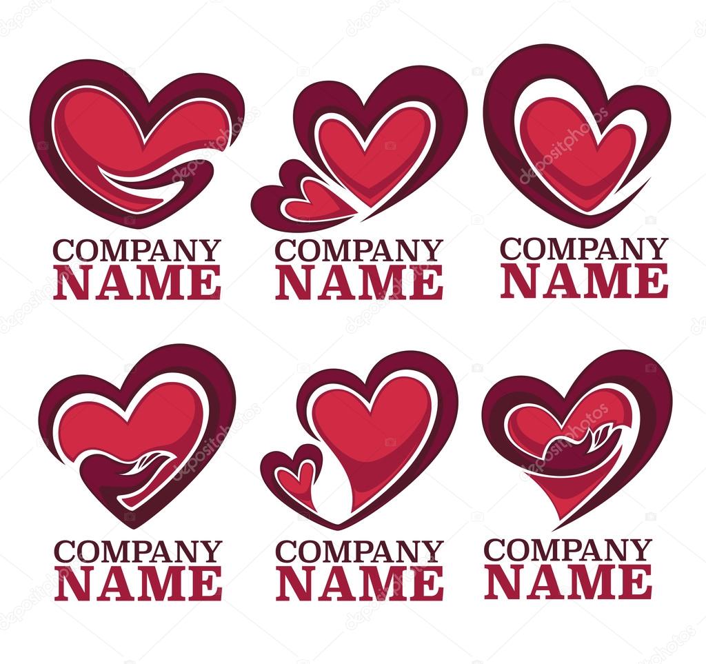 vector collection of heart, hands and love logo, concept, labels