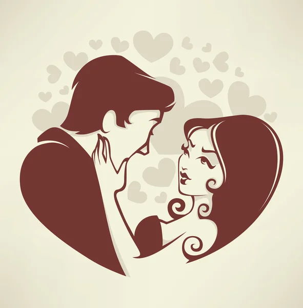 Amor romántico, pareja, boda, novia y novio — Vector de stock