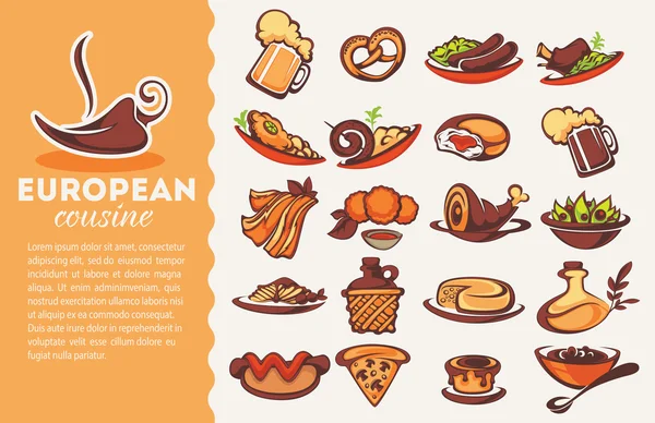 Europese cousine, vector collectie — Stockvector