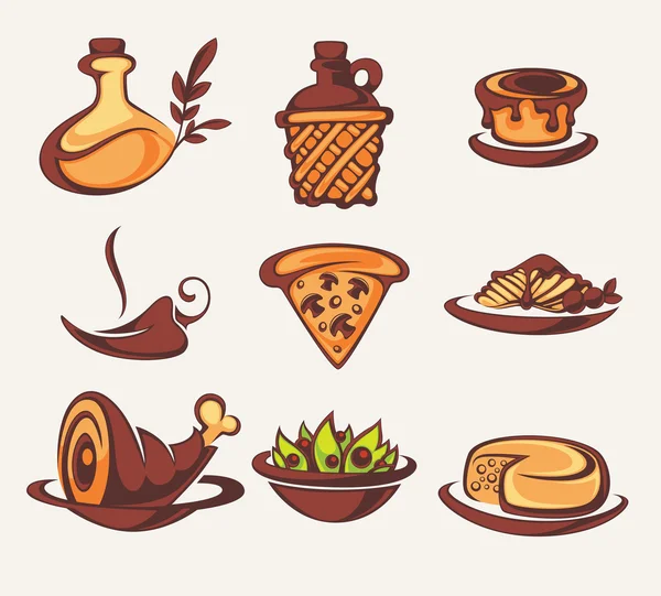 Italian menu, vector collection of food and beverages symbols — Stock Vector