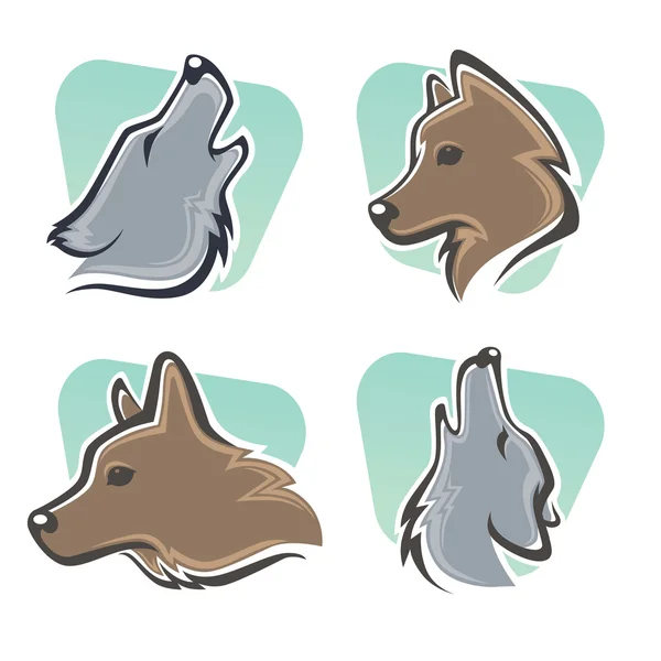 Vector collection of wolf images and icons — Stock Vector
