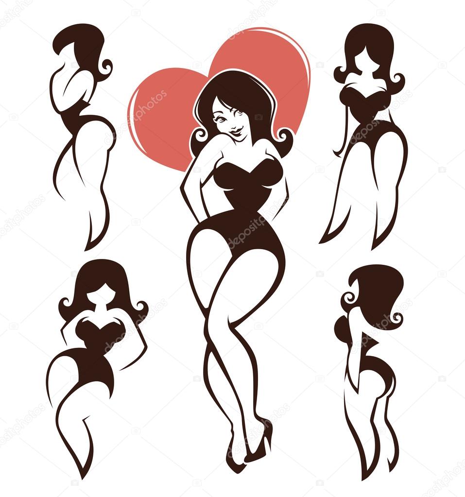 vector collection of plus size pin up girls