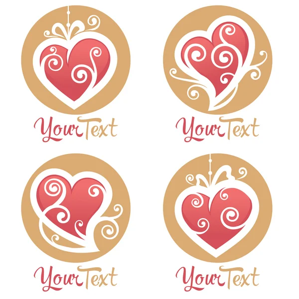 Vector collection of heart,  love logo, concept, labels and form — Stock Vector