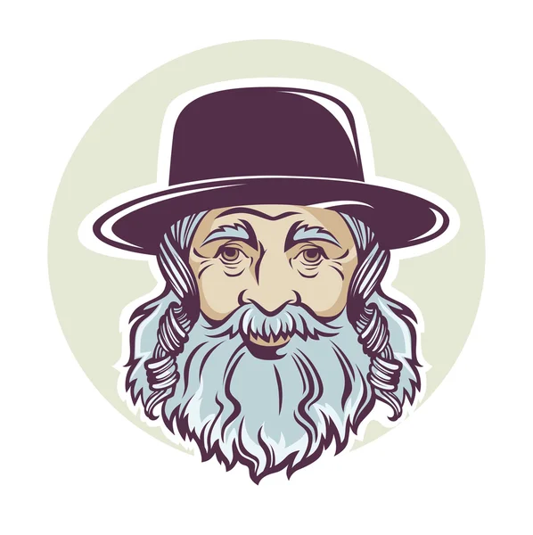Starý židovský muž, vektorový portrét nebo avatar — Stockový vektor