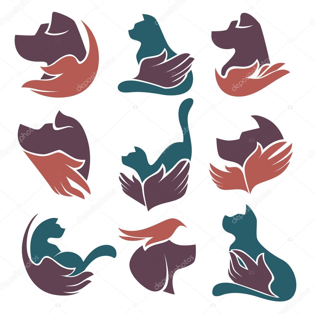 pets love and friendshep, vector collection of animals symbols