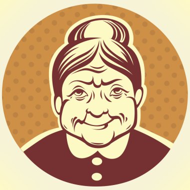 vector portrait of lovely grandmother clipart