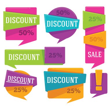 vektör toplama parlak indirim afiş ve çıkartmalar